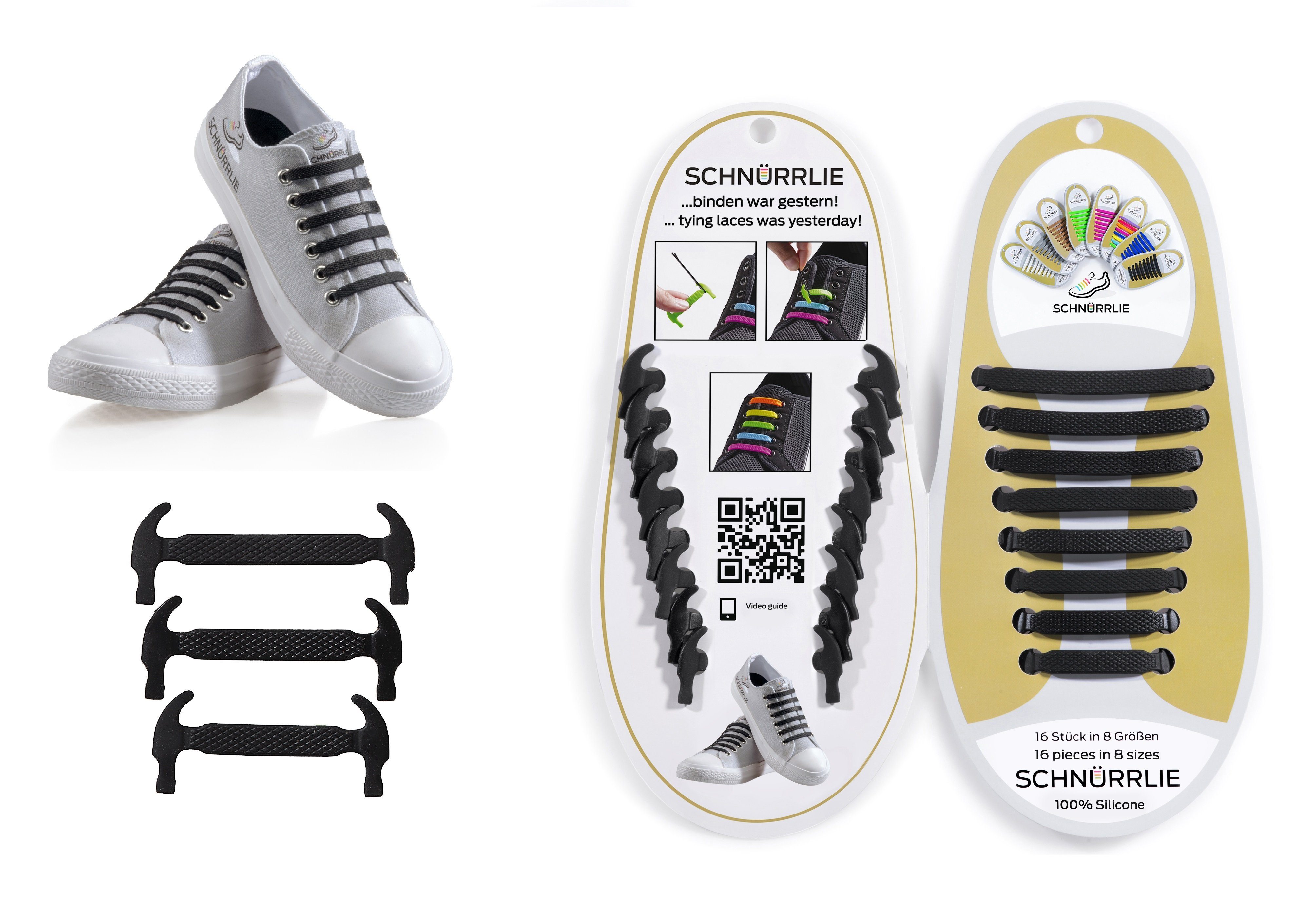 SCHNÜRRLIE Schnürsenkel Silikon Schnürbänder - elastische flache Laces, für Sneaker, Turnschuhe, Sportschuhe uvm