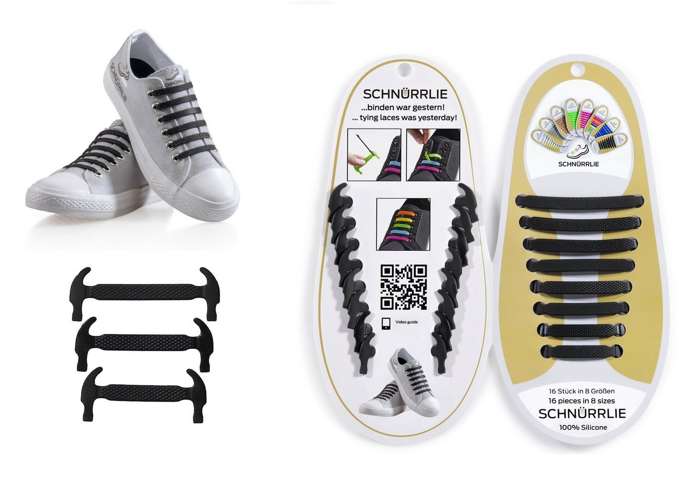 SCHNÜRRLIE Schnürsenkel Silikon Schnürbänder - elastische flache Laces, für Sneaker, Turnschuhe, Sportschuhe uvm