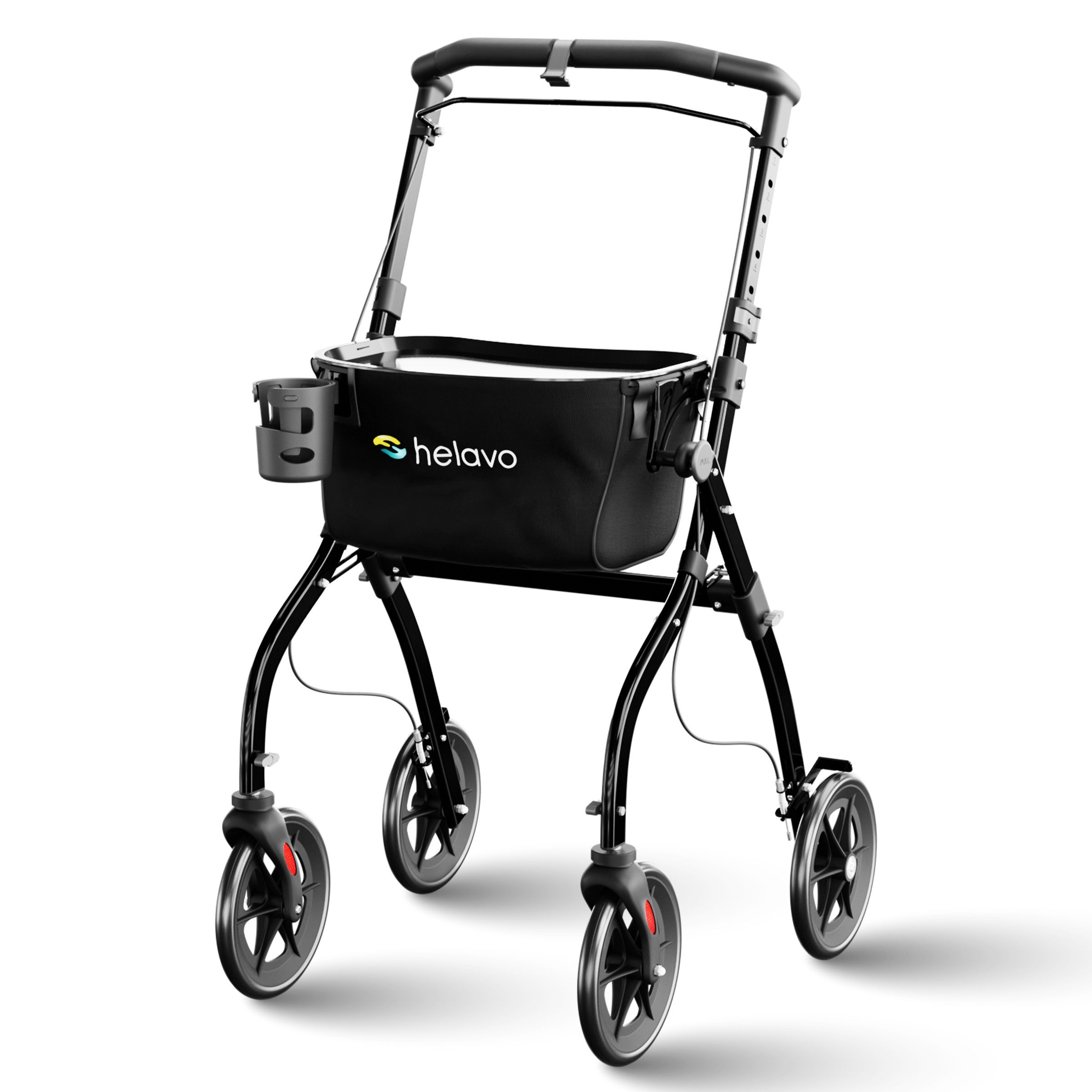 Helavo Indoor-Rollator H1030, Faltbarer Indoor Rollator mit Anti-Rutsch-Tablett, Korb & Becherhalter