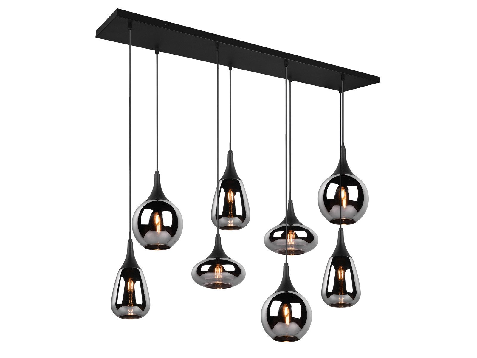 TRIO Leuchten LED Pendelleuchte Glas Chrom verspiegelt, Breite 121cm, dimmbar, LED wechselbar, Warmweiß, ausgefallene Hänge-Lampe Esstisch mehrflammig, Esszimmerlampe hängend