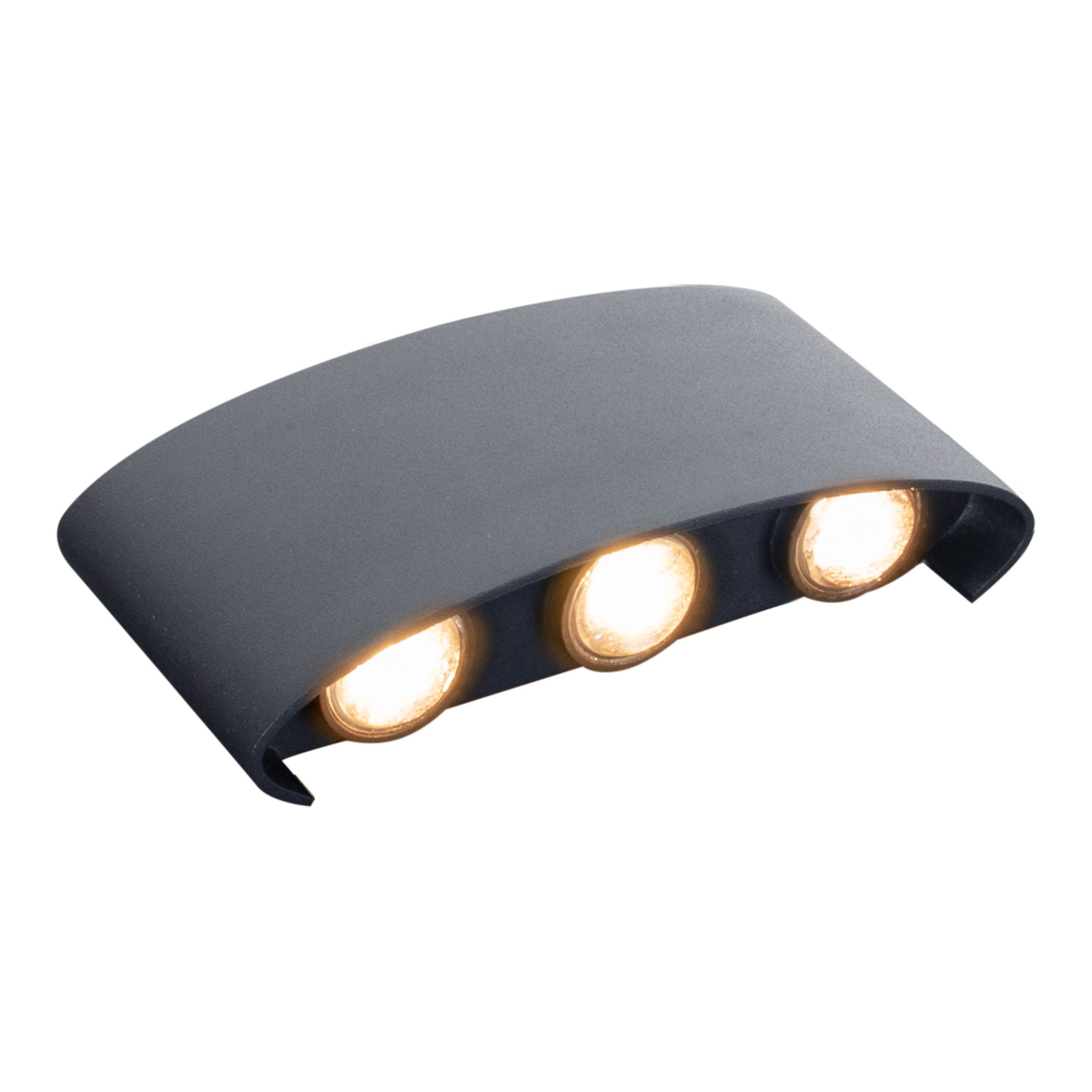 näve LED Außen-Wandleuchte Auron, LED fest integriert, Warmweiß, anthrazit, geschwungene Form, Lichtaustritt nach oben und unten, IP54