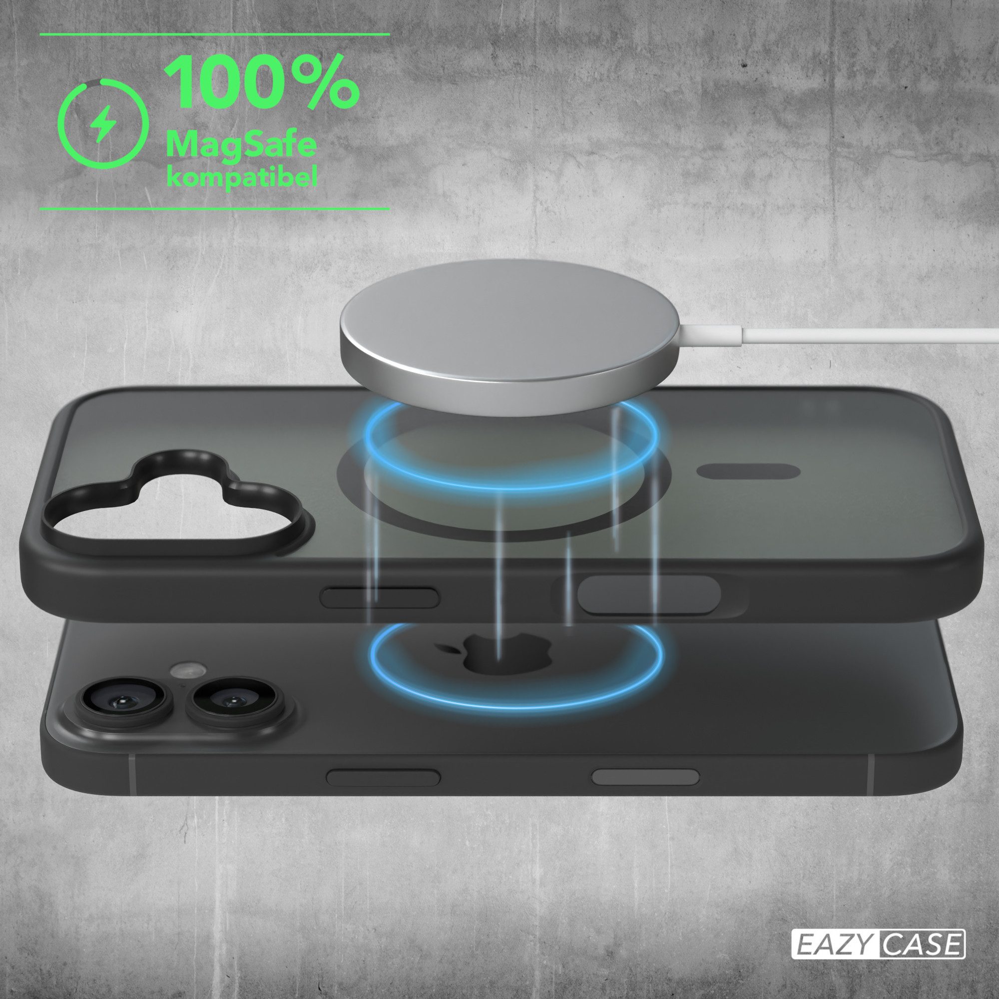 EAZY CASE Handyhülle Outdoor Case MagSafe für Apple iPhone 16 6,1 Zoll, Outdoor Handy Hülle Slim Cover Silicon Case Bumper Outdoorcase Schwarz