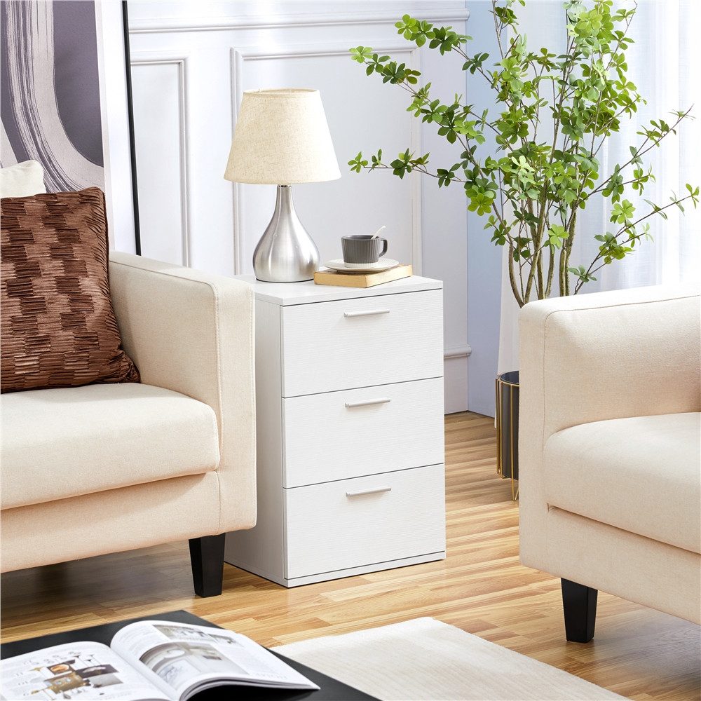 Yaheetech Nachttisch Beistelltisch (1-St), Nachtschrank mit 3 Schubladen, 40 x 35 x 60,5 cm