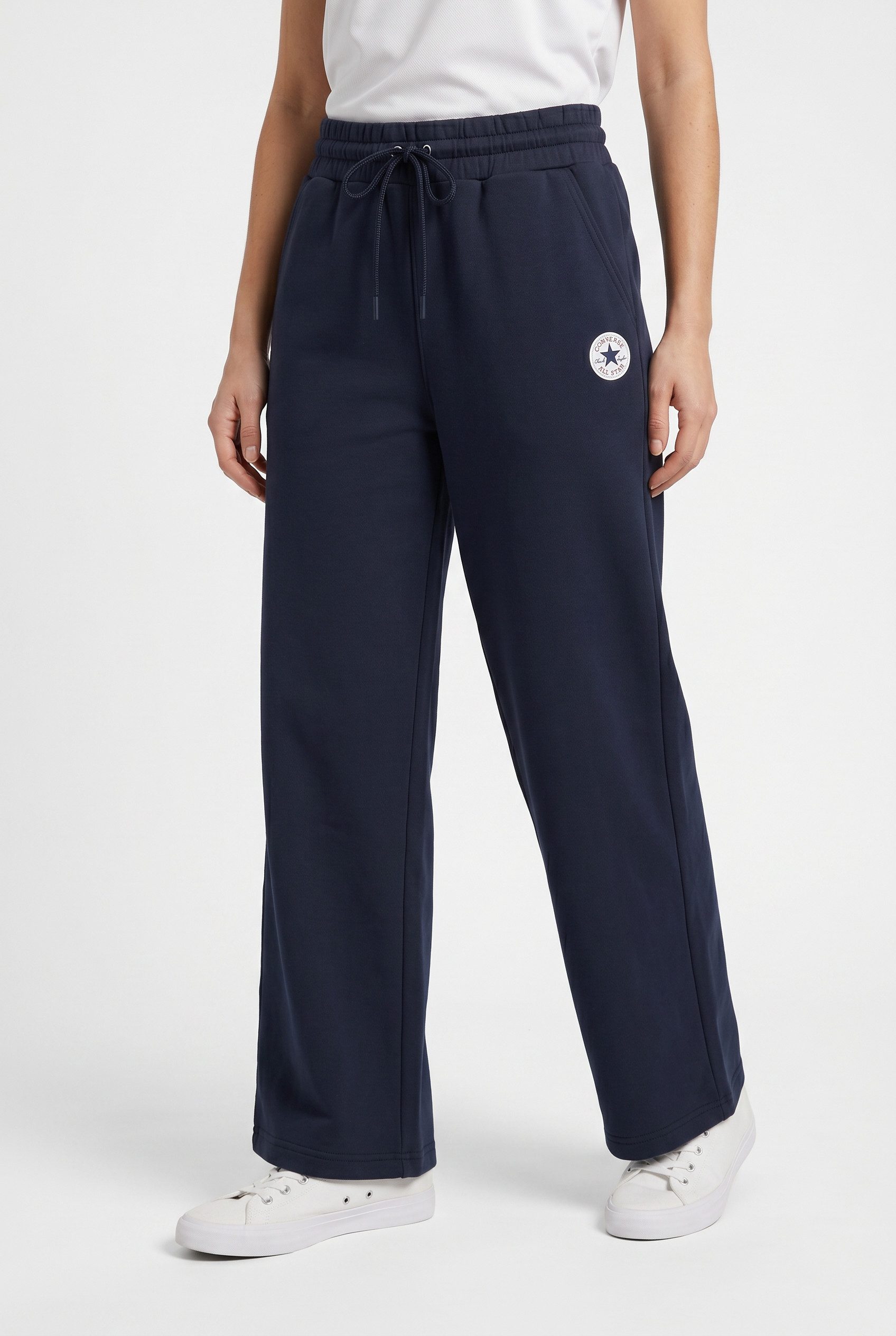 Converse Palazzohose WOMEN'S CONVERSE KNIT WIDE LEG PANTS unifarbenes Design, mit Eingrifftaschen, aus Baumwolle und Polyester