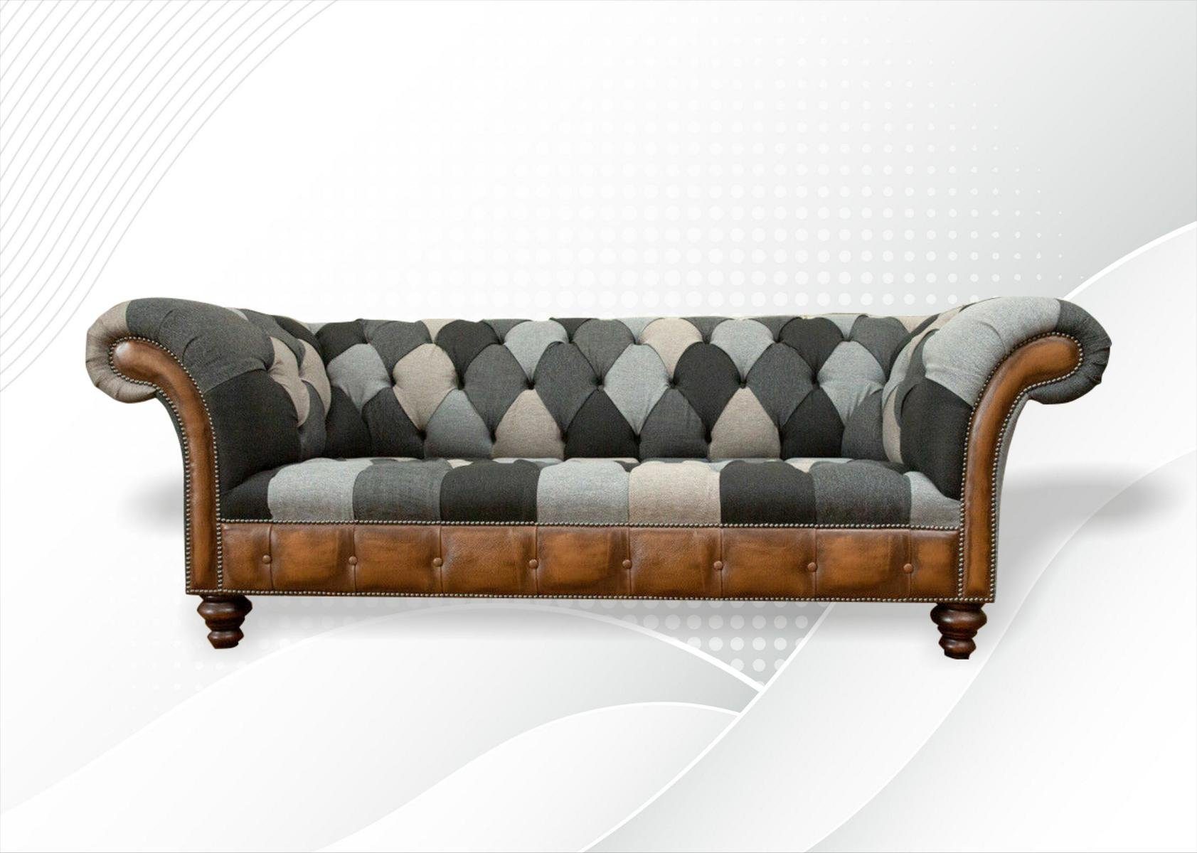 JVmoebel Chesterfield-Sofa, 3 225 Sofa Sitzer Couch Design cm Chesterfield Sofa