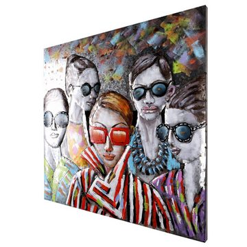 Home4Living Metallbild Wandbild Metallbild 3D Relief 100x100x6cm handmade, Woman Sunglasses, 3D Effekt
