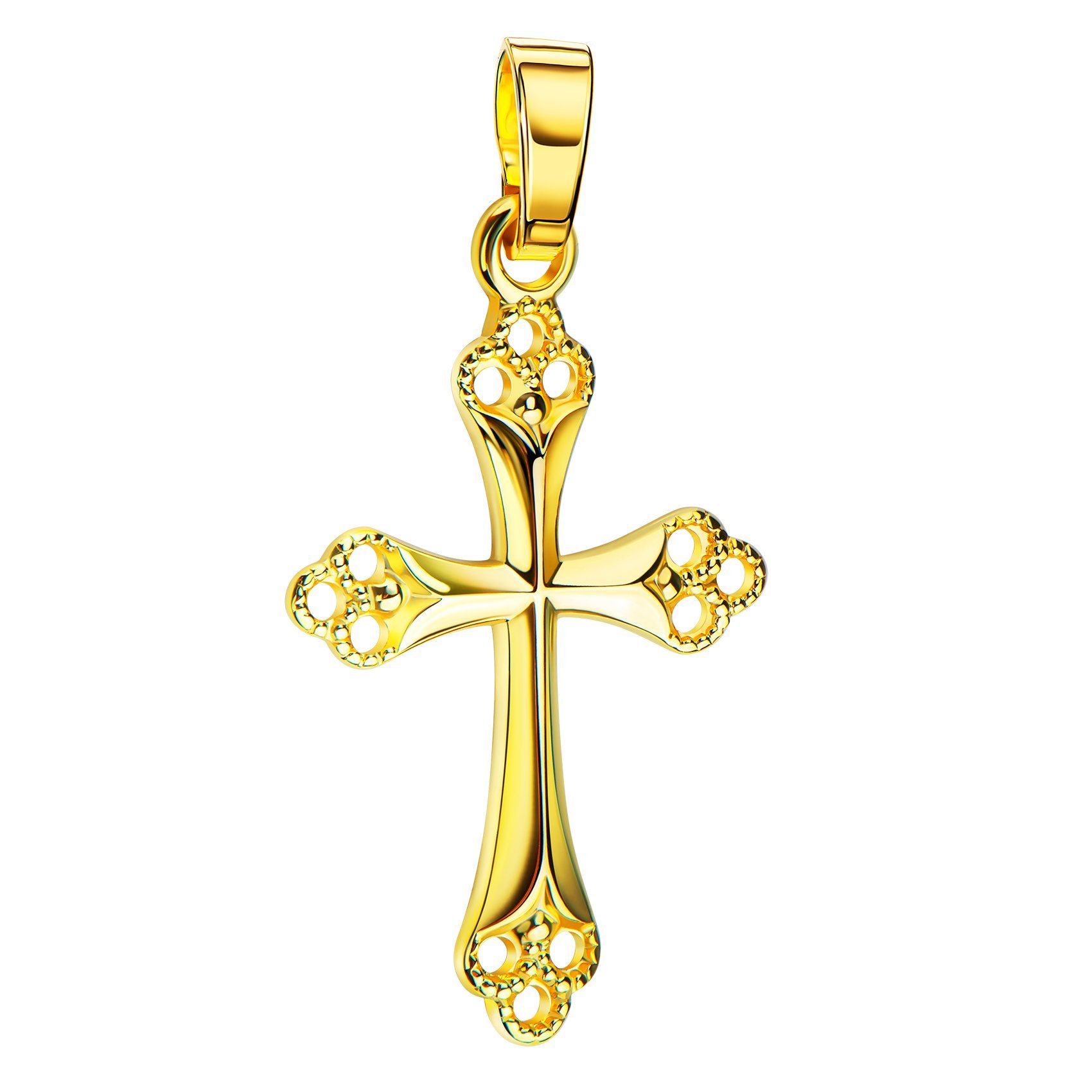 JEVELION Kettenanhänger Kreuz-Anhänger 585 Gold (Goldkreuz, für Damen), Goldschmuck - Made in Germany