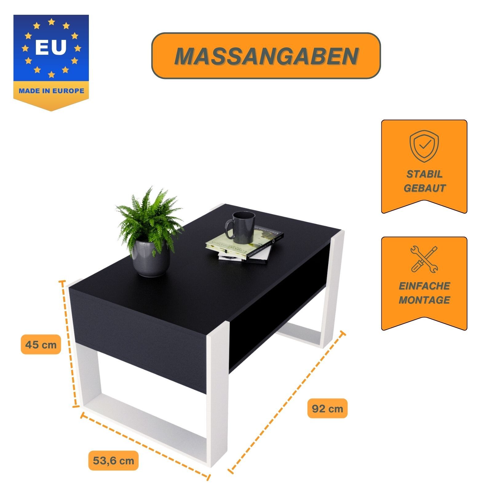 CraftPAK Couchtisch Wohnzimmer Tisch für Couch günstig online kaufen