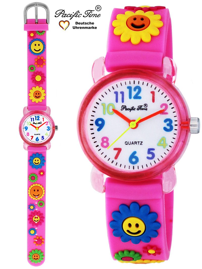 Pacific Time Quarzuhr Kinder Armbanduhr Blumen Silikonarmband, Gratis Versand