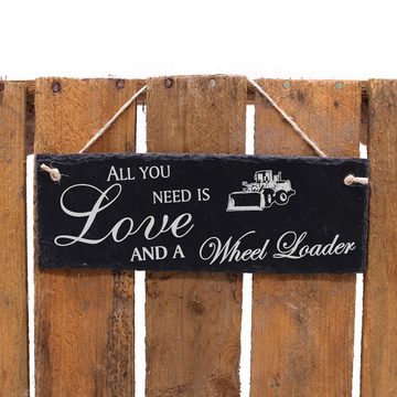 Dekolando Hängedekoration Radlader 22x8cm All you need is Love and a Wheel Loader