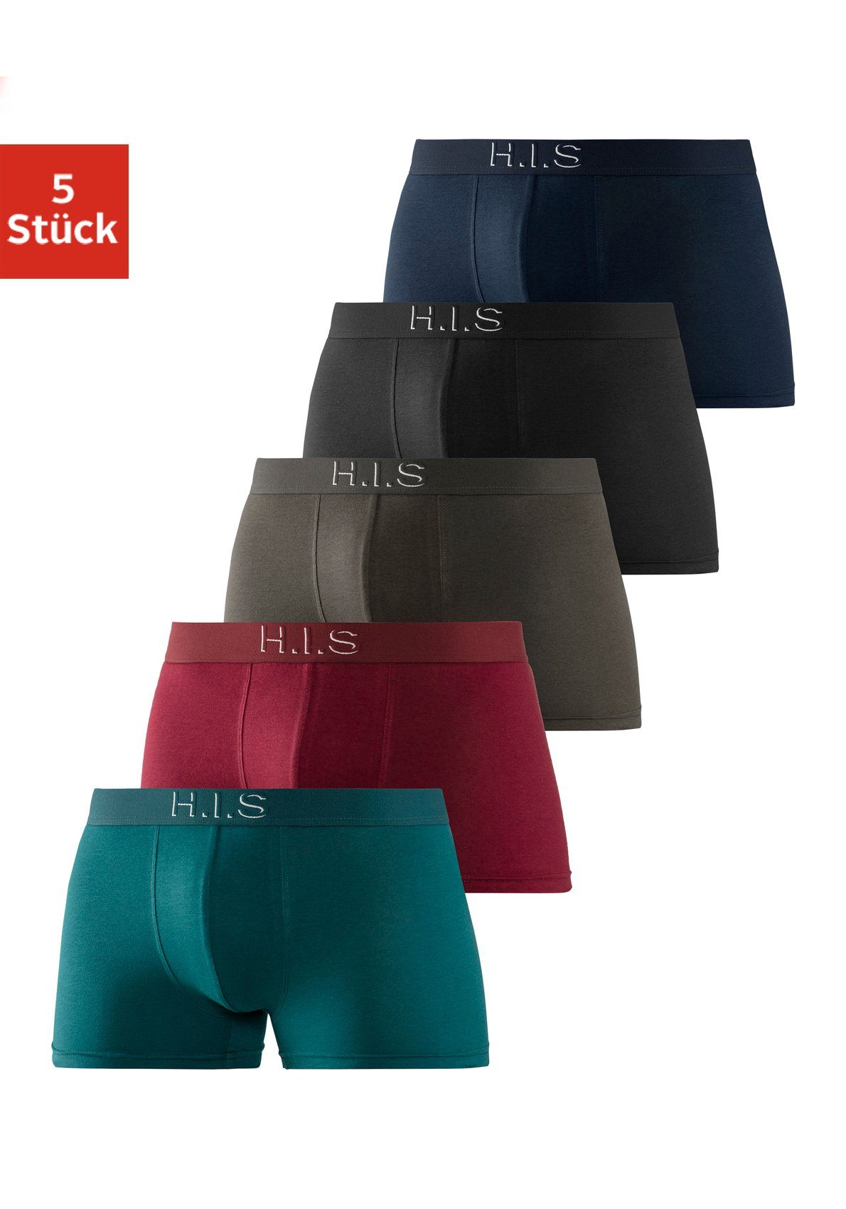 H.I.S Boxer (Packung, 5-St) Logo Webbund mit 3D Effekt