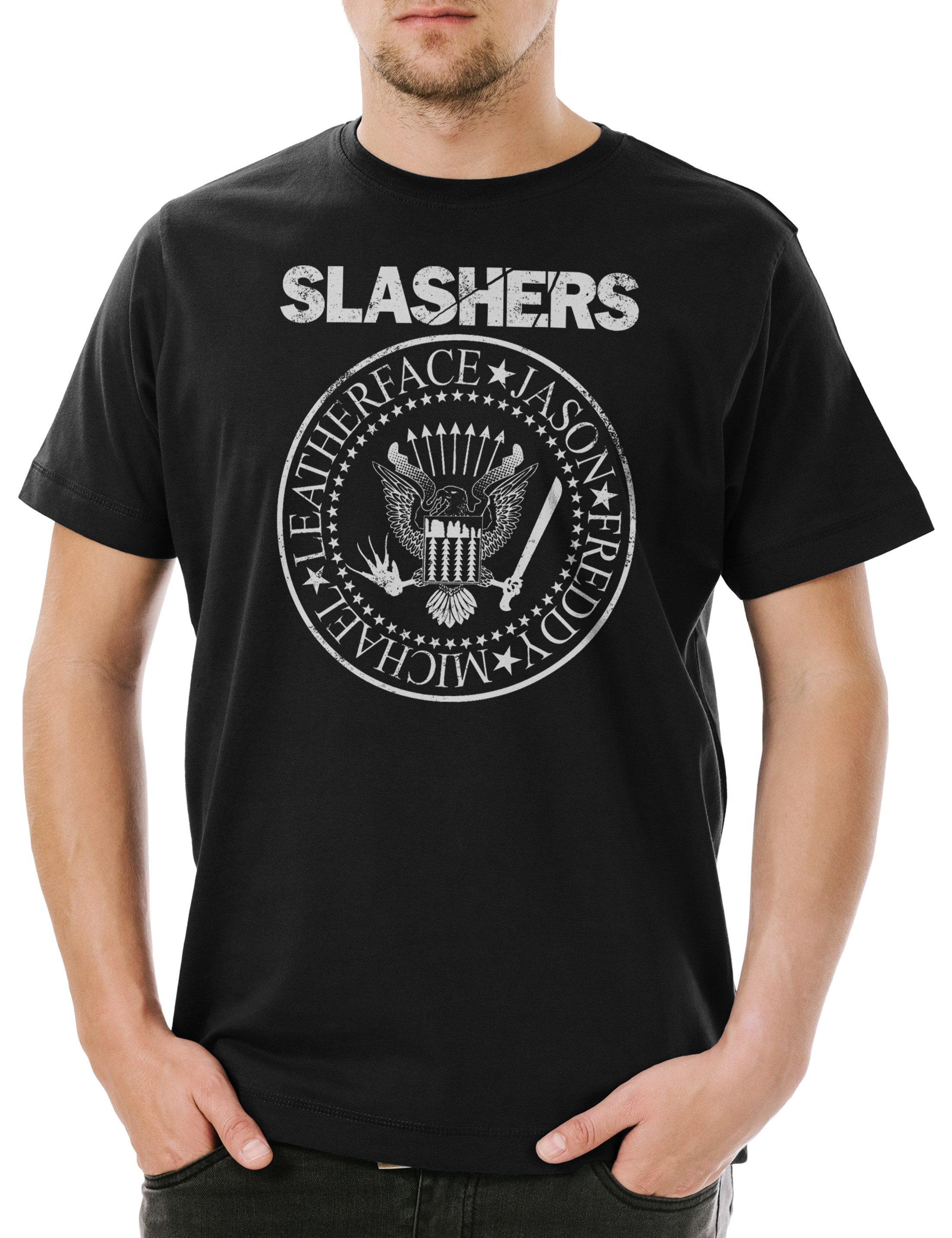 Print-Shirt Circle Of Slashers Herren T-Shirt Friday Punk Freddy Horror 13 TCM