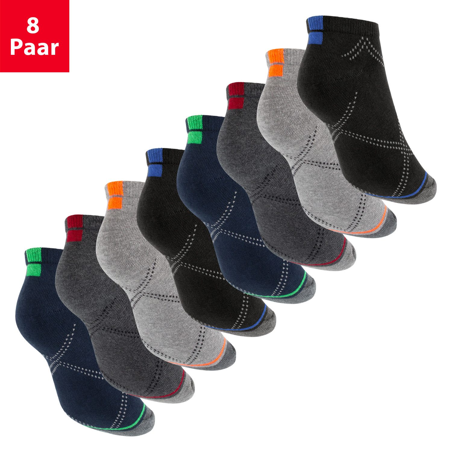 Sneakersocken Damen & Herren Sneaker Socken (8 Paar) Neon Sportsocken