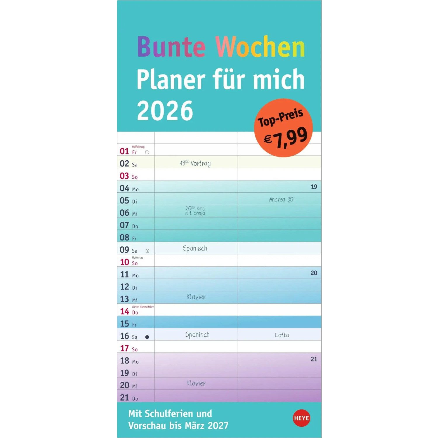 HEYE Wandkalender Bunte Wochen Planer für mich 2026