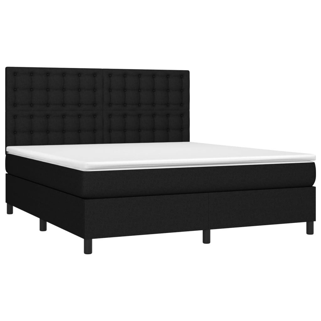 Bett Boxspringbett mit Matratze Schwarz 160x200 cm Stoff