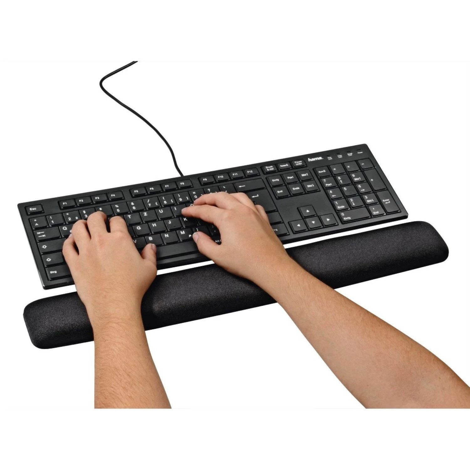 Hama Mauspad Tastatur Handballenauflage GEL Pad Schwarz, Ergonomisch Handgelenk-Auflage PC Laptop Ergonomic Ergo Pad Rutschfest