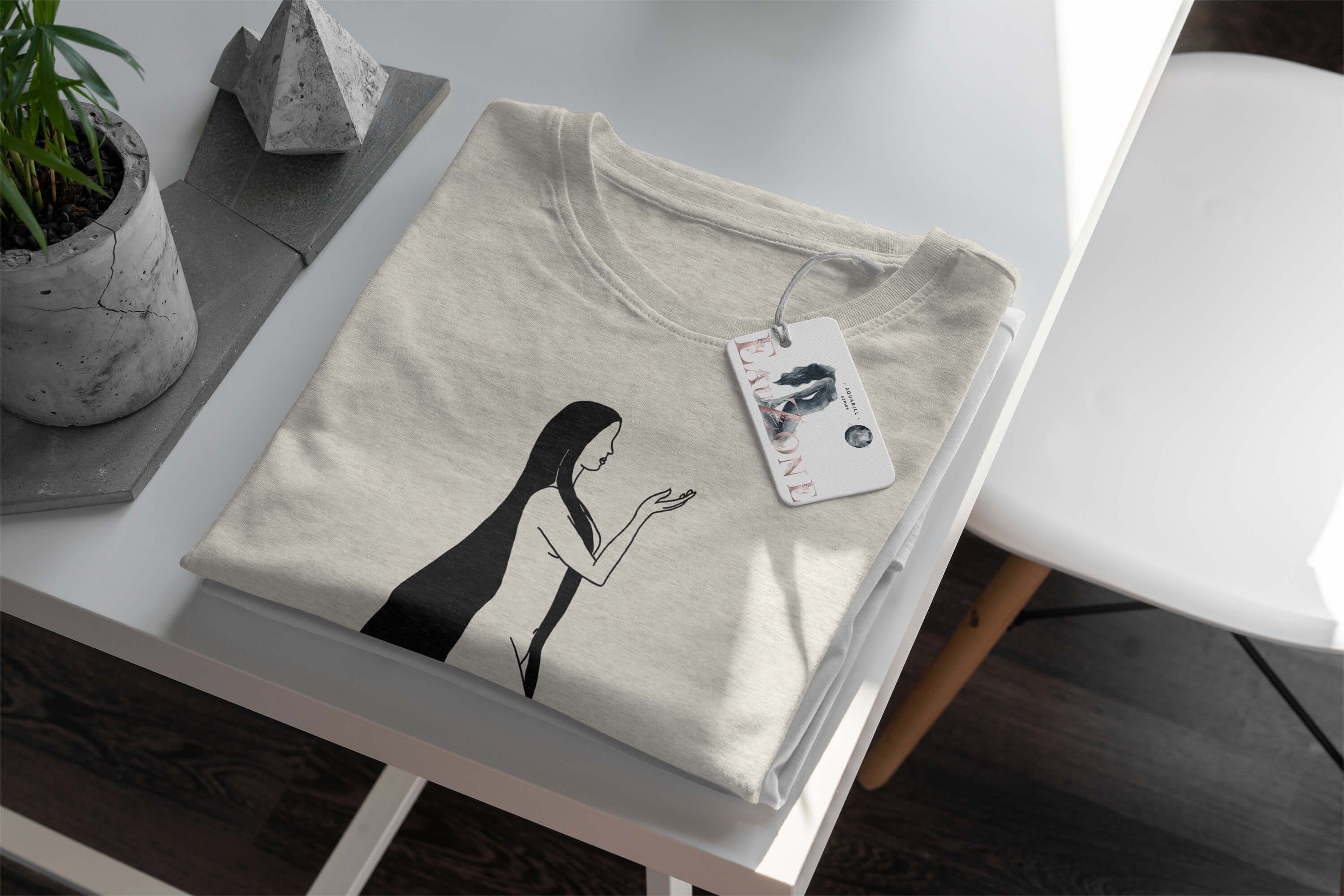 erneu aus Bio-Baumwolle Nachhaltig Herren T-Shirt Grafik 100% Shirt Art Sinus Motiv gekämmte Ökomode T-Shirt (1-tlg) Jungfrau