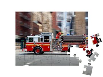 puzzleYOU Puzzle Feuerwehrauto auf dem Weg zum Einsatz in NYC, 48 Puzzleteile, puzzleYOU-Kollektionen Feuerwehr