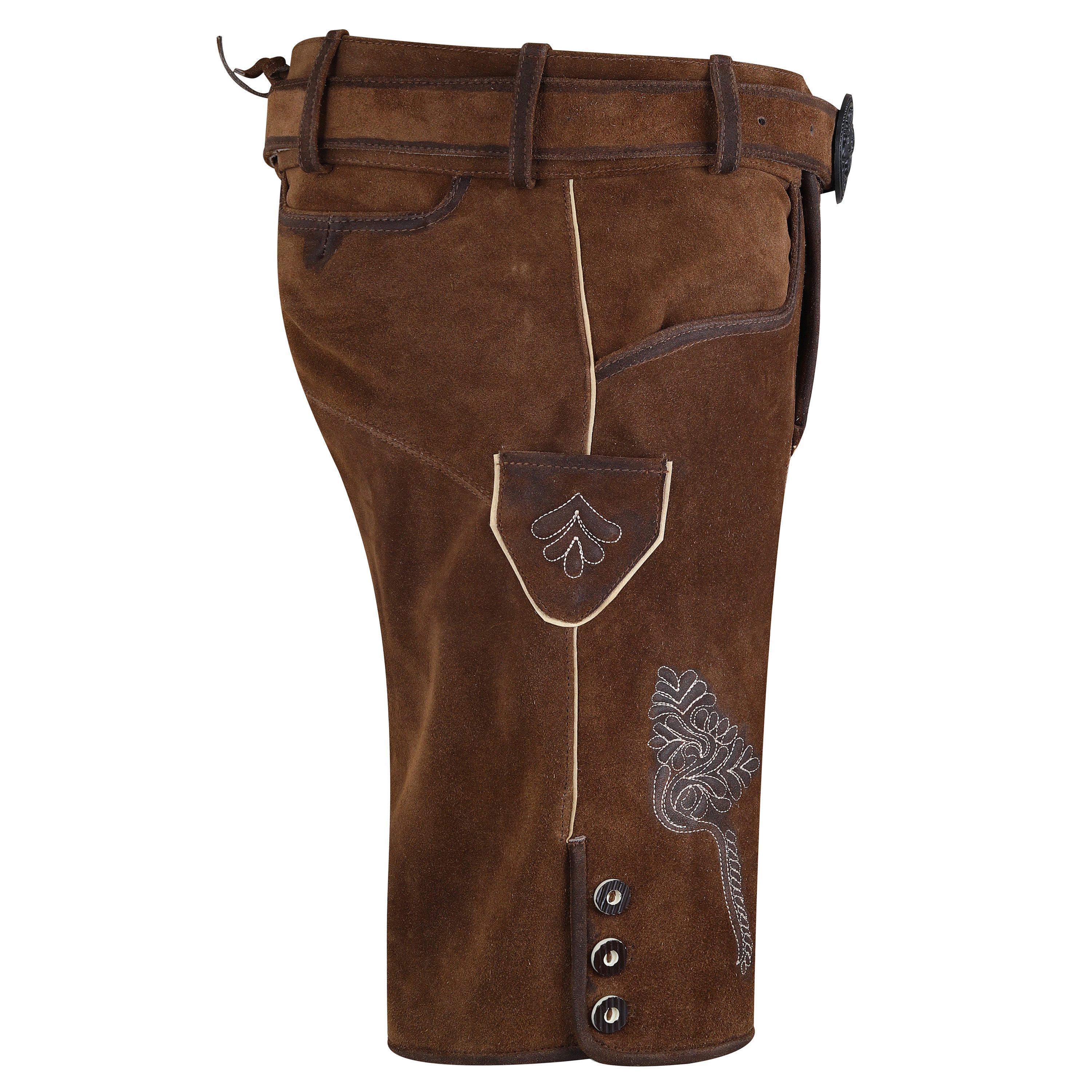 Spirit of Bavaria Trachtenlederhose Herren Trachten Lederhose kurz mit Gürtel Oktoberfest Hose 507