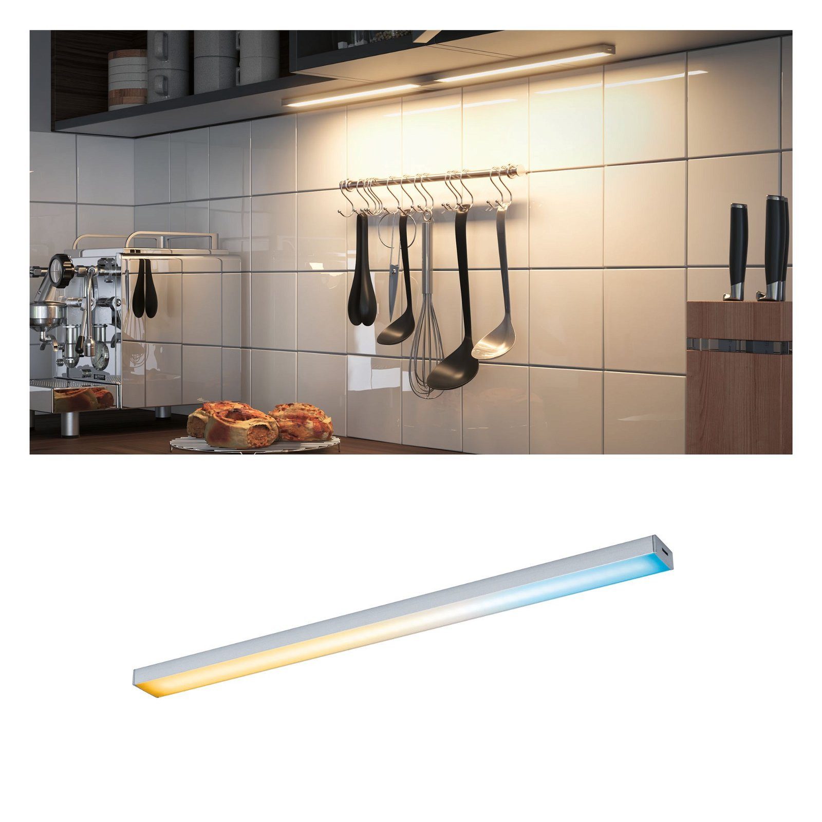 Paulmann Unterschrankleuchte Clever Connect Spot Barre 350mm 3,5W 12V Chrom matt/Kunststoff, LED fest integriert, Tageslichtweiß, 2700-6500K