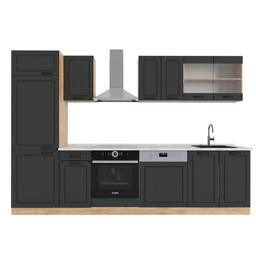 Vicco Küchenzeile R-Line, Anthrazit Landhaus/Goldkraft Eiche, günstig online kaufen