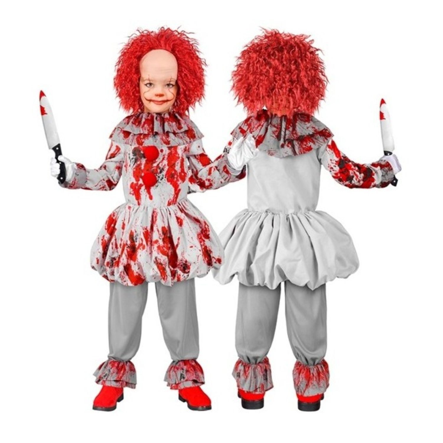 Widmann S.r.l. Clown-Kostüm Kostüm 'Vintage Horror Clown' für Kinder, Grau mi