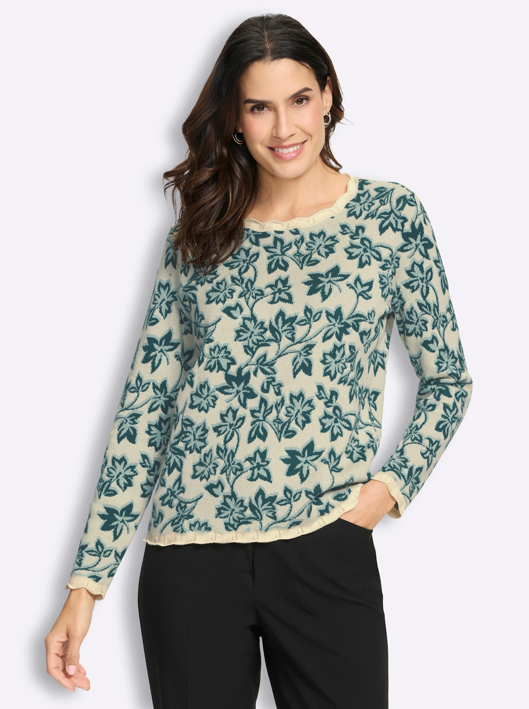 Witt Strickpullover Jacquard-Pullover Langarm Jacquard