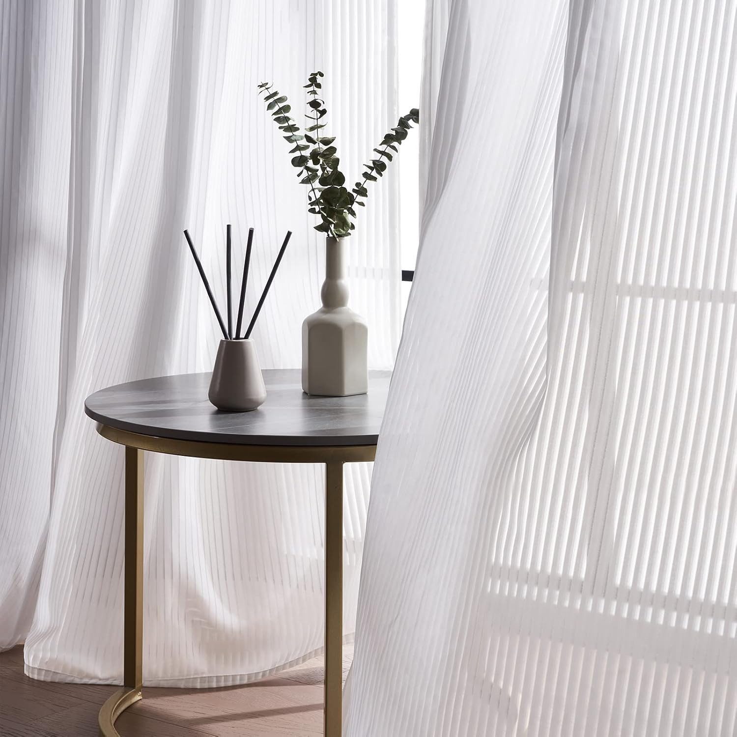 Topfinel Gardine mit ösen gardinen wohnzimmer modern transparent weiß oder beige (1 St), Ösen, transparent, polyester