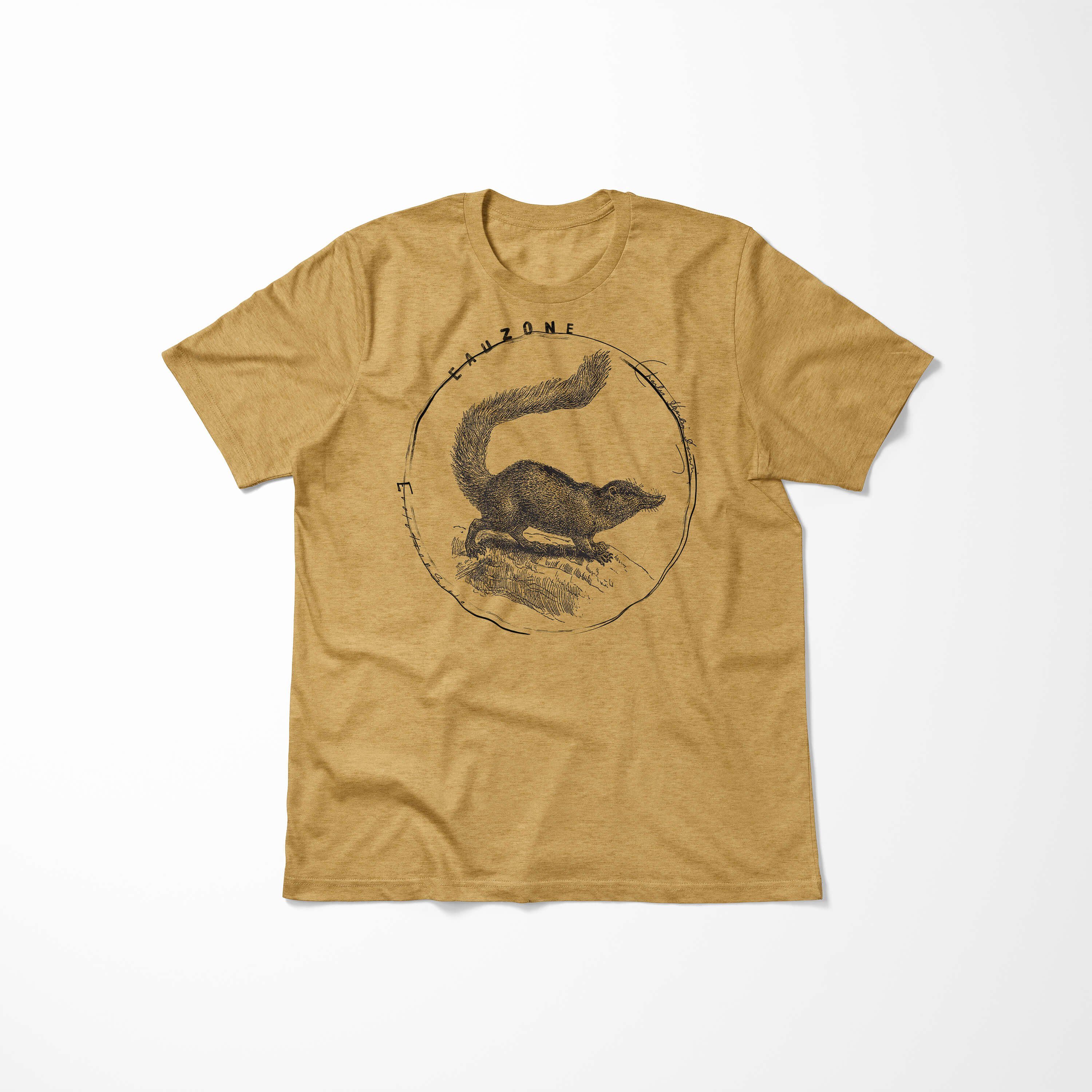 Art T-Shirt Antique T-Shirt Herren Gold Spitzhörnchen Evolution Sinus