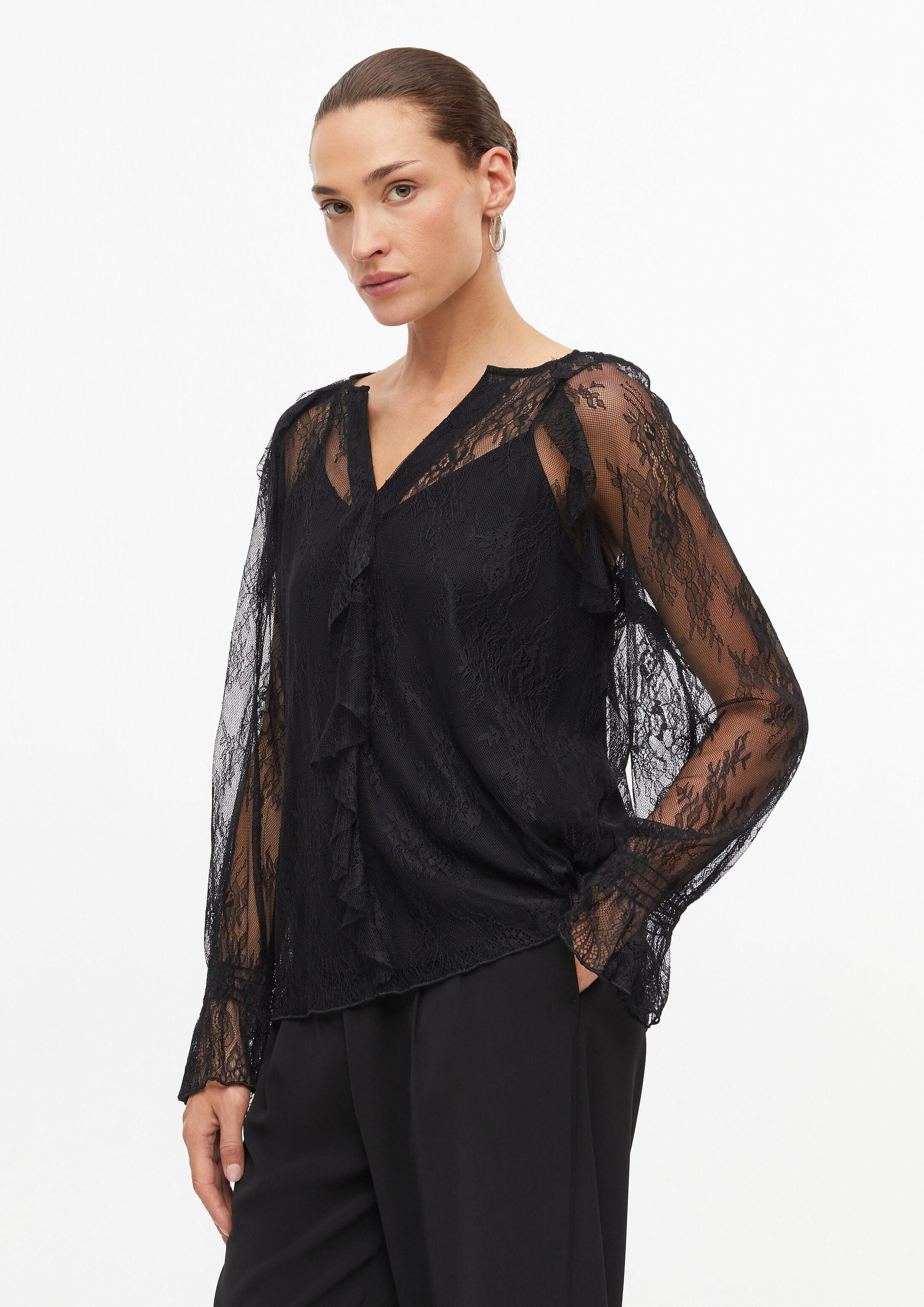 s.Oliver Langarmbluse Bluse Spitzen-Bluse mit Top