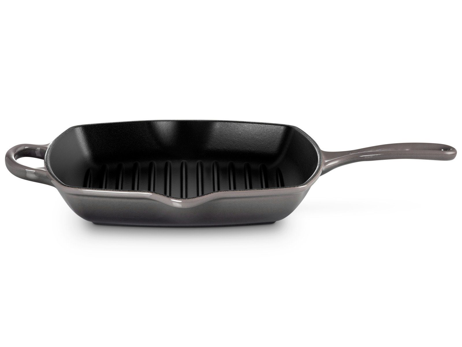 LE CREUSET Bratpfanne Grillpfanne Signature quadratisch flint 26cm, (44,3x29,9x5,3cm / H ohne Stiel 3,6cm)