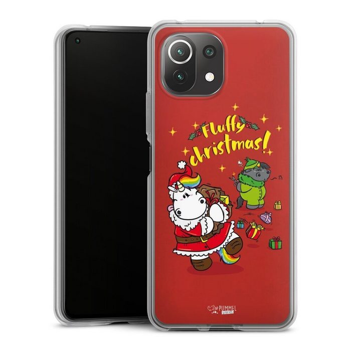 DeinDesign Handyhülle Pummeleinhorn Fluffy Christmas Red Xiaomi Mi 11 Lite Silikon Hülle Bumper Case Handy Schutzhülle