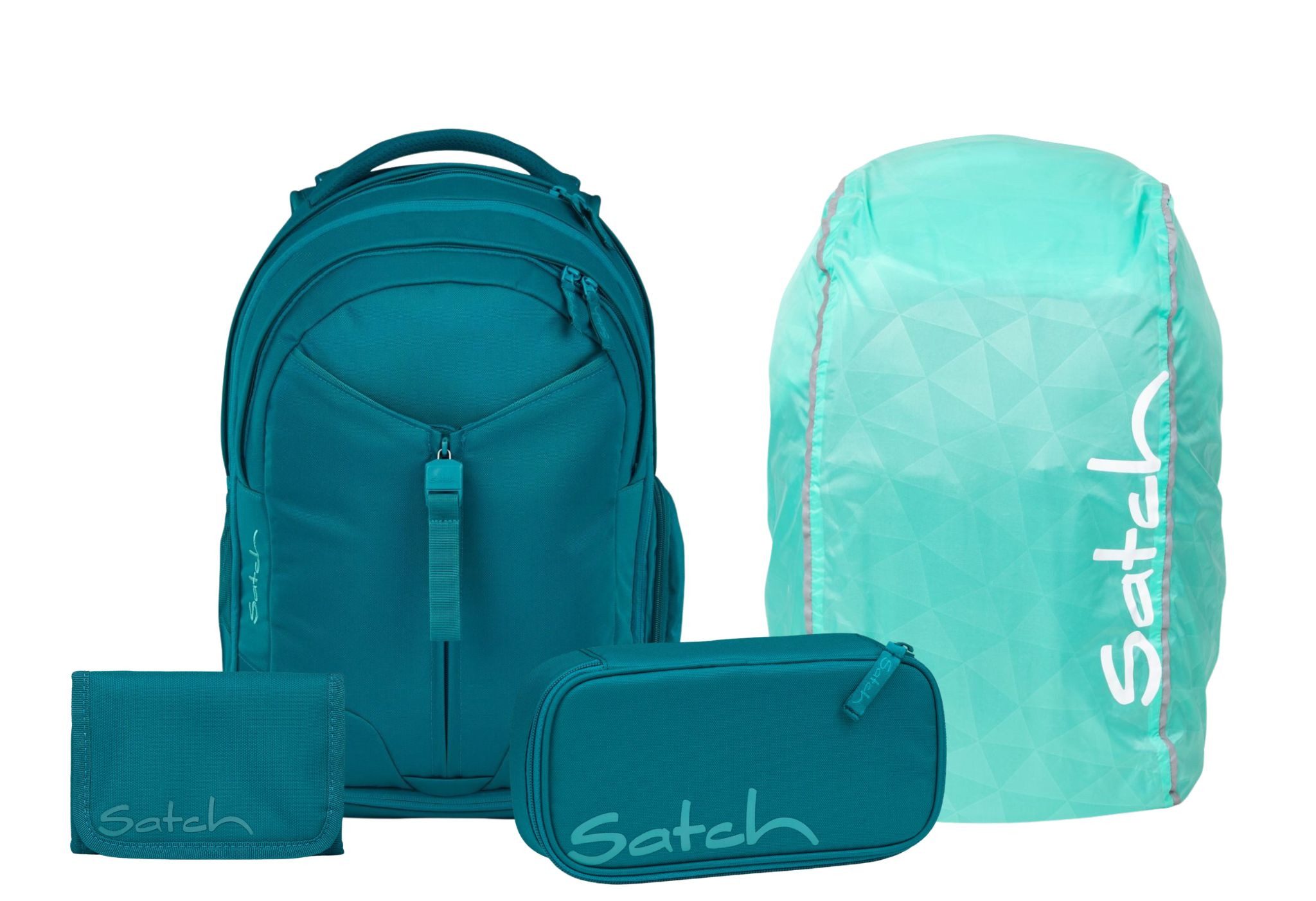 Satch Schulranzen Schulrucksack-Set MATCH Deep Petrol 4-teilig, Kollektion 25/26 (4-teilig), Schulranzen, ergonomisch, 30 + 5 Liter