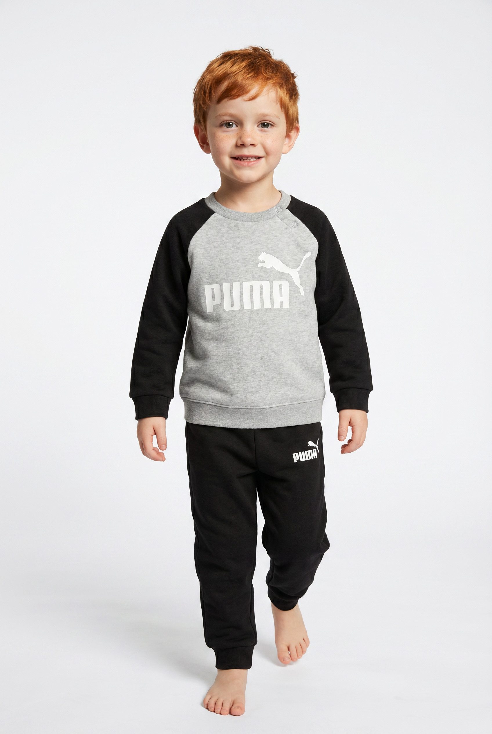 PUMA Trainingsanzug MINICATS ESS RAGLAN CREW SET FL INF (2-tlg), 2-teilig, mit Rundhalsausschnitt, mit innenliegendem Kordelzug