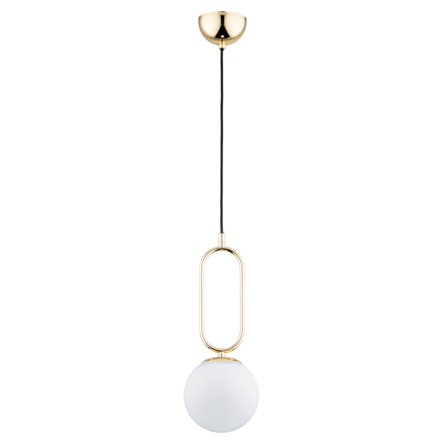 Licht-Erlebnisse Pendelleuchte MERLO, ohne Leuchtmittel, Glas Metall E14 B: 15 cm H: max. 90 cm in Gold Weiß Kugel Schirm Retro