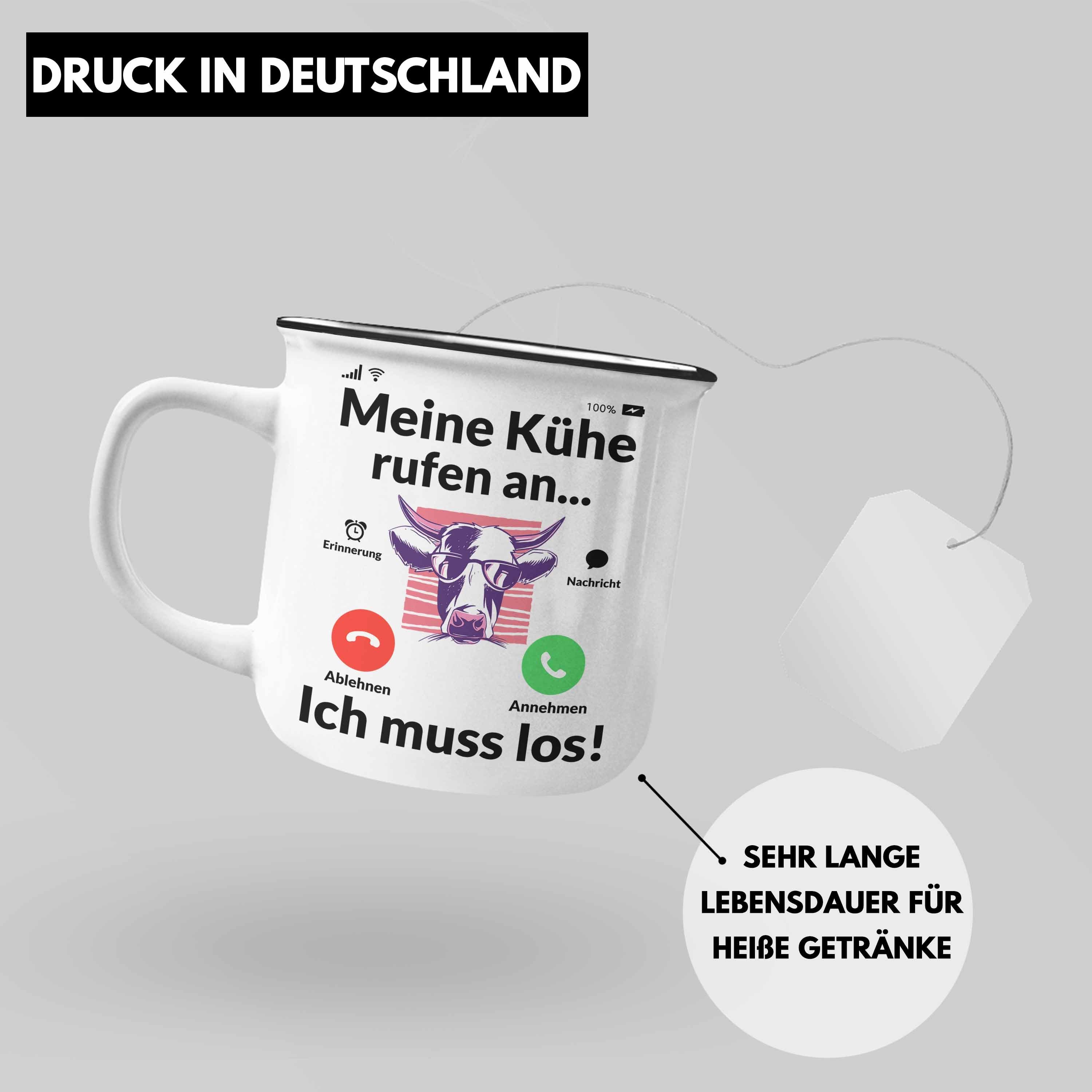 Bauer Geschenkidee An Grafik Silber Rufen Tasse Meine Thermotasse - Landwirt Trendation Landwirtin Geschenk Kuh Emaille Trendation Kühe