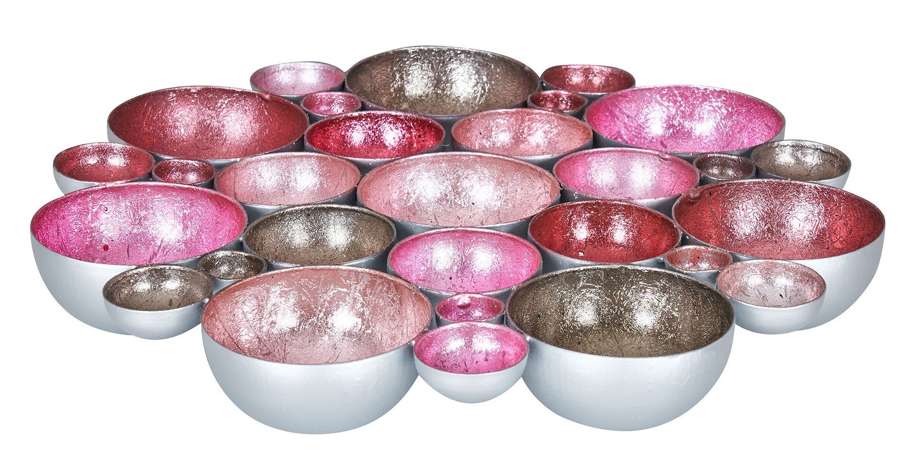 Levandeo® Teelichthalter, Teelichtschale 30x30cm Schale Rosa Pastell Rosa - Metall 30x30cm Teelichthalter Pink