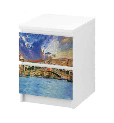 MyMaxxi Möbelfolie MyMaxxi - Klebefolie Möbel kompatibel mit IKEA Malm Kommode - Motiv Italienische Sehenwürdigkeit Rialto Brücke - Möbelfolie selbstklebend - Dekofolie Tattoo Aufkleber Folie - Gemälde Zeichnung