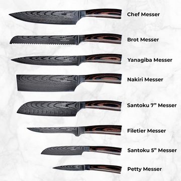 Küchenkompane Messer-Set Asiatisches Edelstahl Messerset - 8-teiliges Küchenmesser Set (8-tlg)