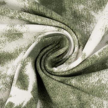 SCHÖNER LEBEN. Stoff French Terry Sommersweat Meterware Tie Dye Batik weiß khakigrün 1,45m, allergikergeeignet