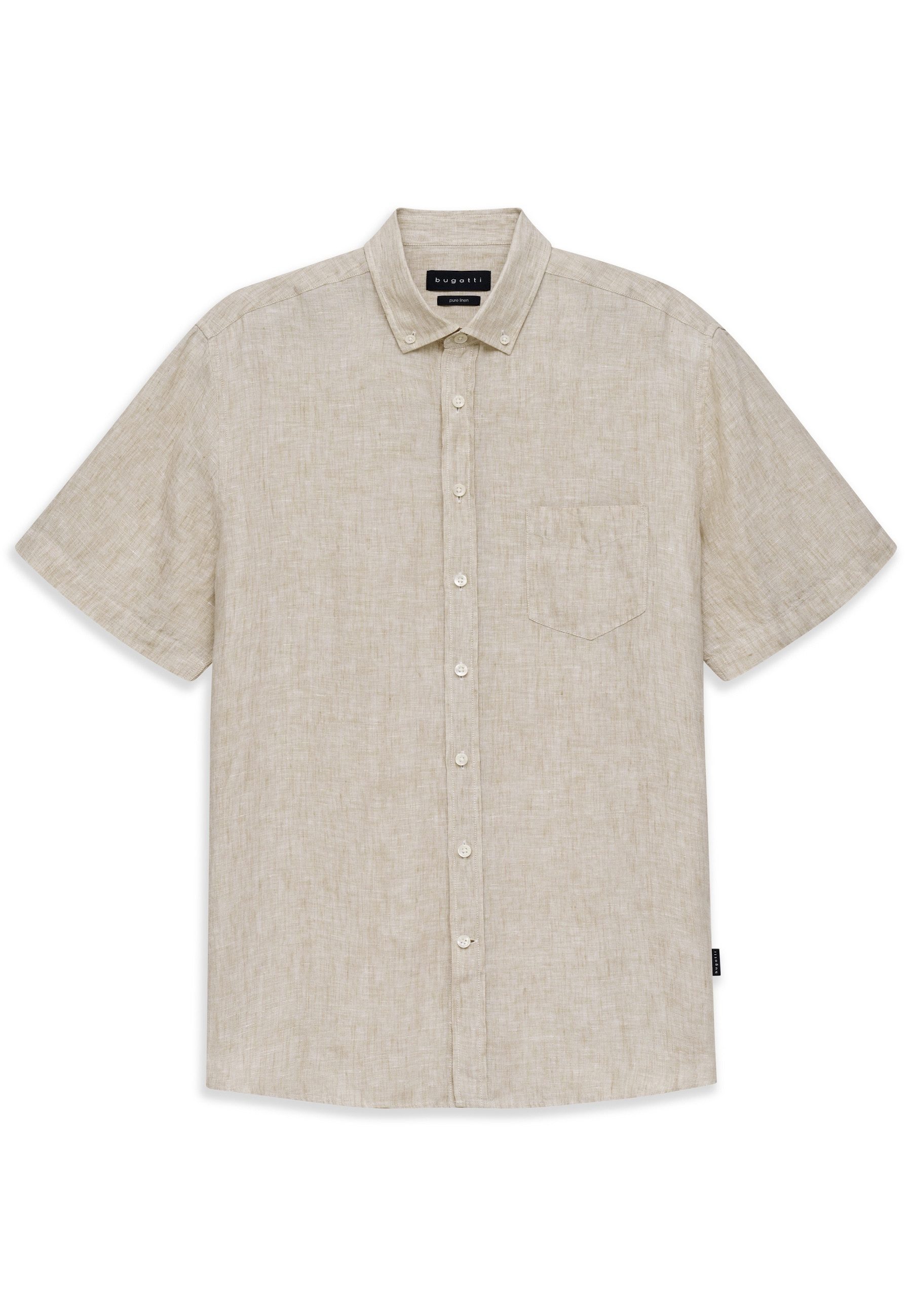 bugatti Kurzarmhemd Modern Fit aus Leinen mit Button-Down-Kragen