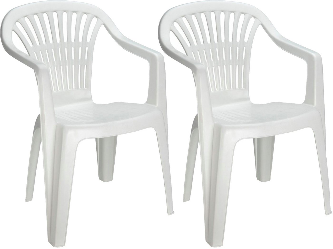 Progarden Gartenstuhl Kunststoff Bistrostuhl Weiß 2 er Set (Set, 2 St), UV-Beständig, Robust, Wetterfest, Made in Italy, Hochwertig