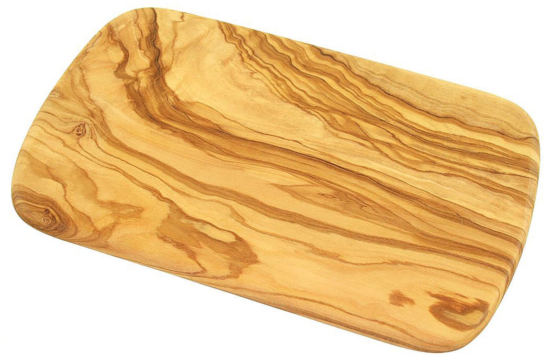 Olivenholz-erleben Frühstücksbrett mit abgerundeten Ecken aus hochwertigem naturbelassenem Olivenholz, Massivholz, (Set, 4-St., 4x Frühstücksbrett runde Kanten) – Bild 4 von 5