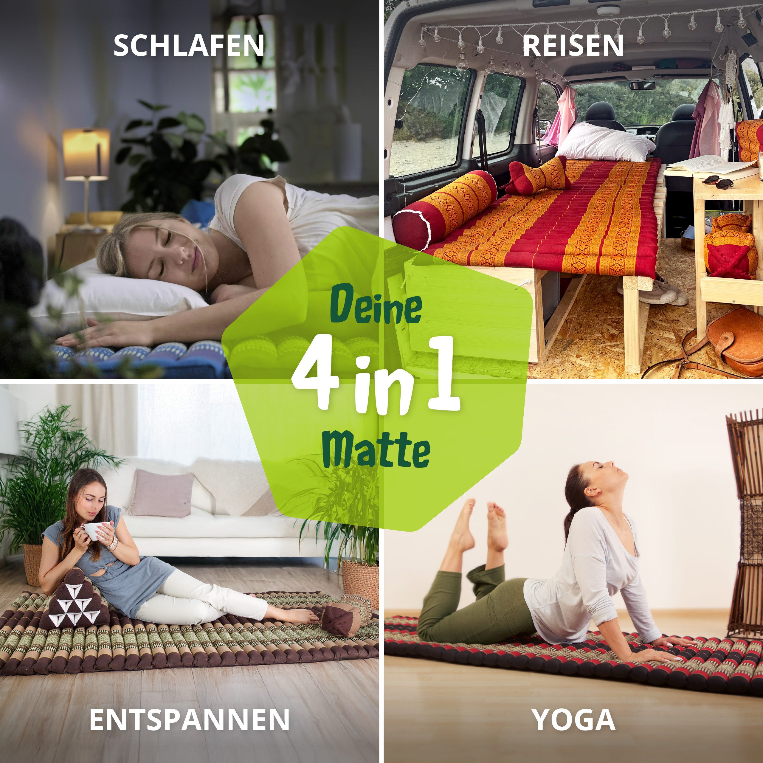 Naturmatratze Rollmatte 110 cm - 200x110x4,5cm, livasia, 4,5 cm hoch, Kapok, vegan, handgefertigt