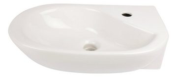 Calmwaters Waschbecken Curved 2 (Hänge-Waschtisch, 1-St), 50 cm, Handwaschbecken, Weiß, ohne Überlauf, Hahnloch rechts, 04BC3567
