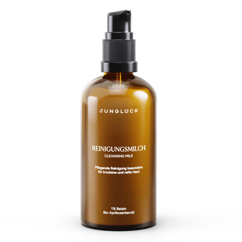 JUNGLÜCK Gesichtsreinigungsgel Reinigungsmilch - Mit Bio Mandel & Aloe Vera, 1-tlg., Pflegende Reinigung besonders für trockene und reife Haut