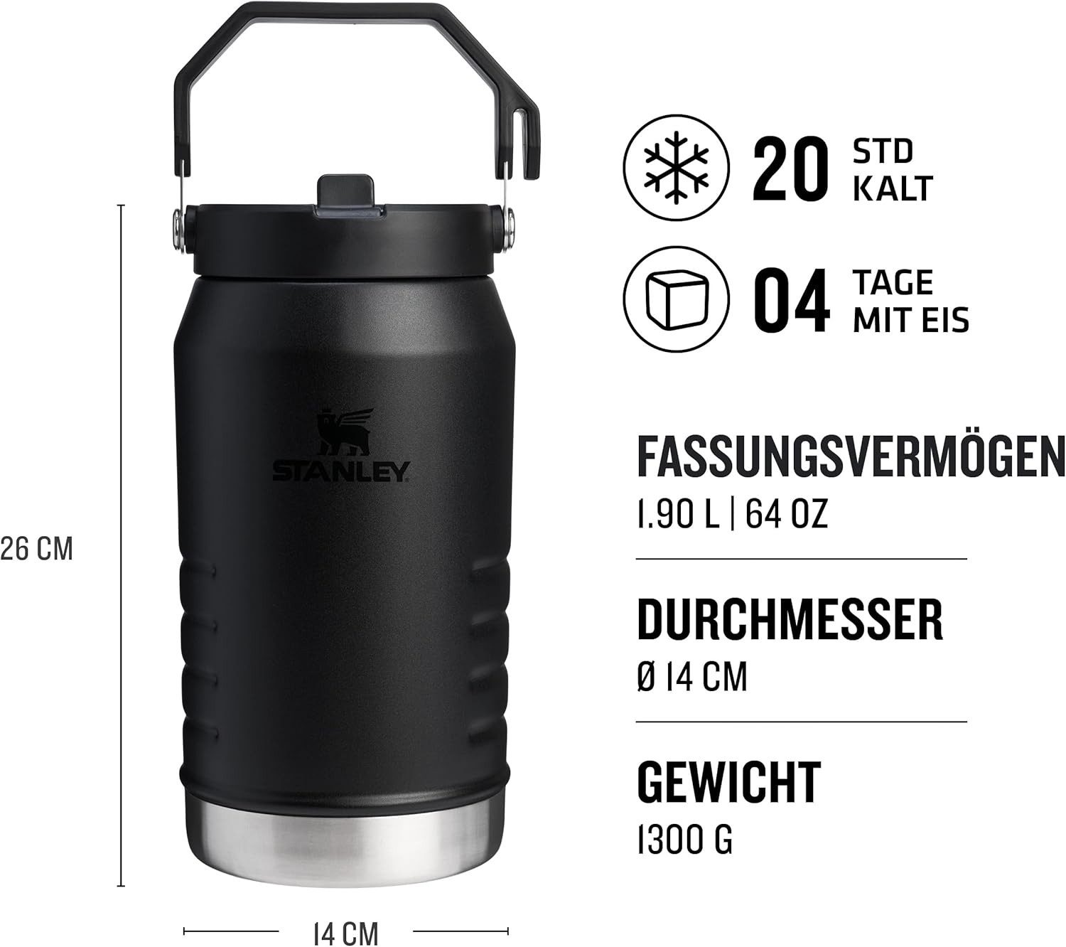 STANLEY Trinkflasche Stanley 1913 IceFlow Flip Straw Jug 1.9L Black