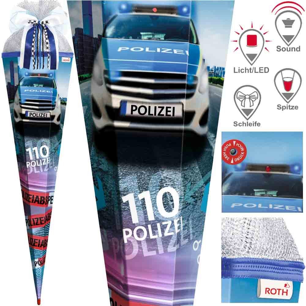 Schultüte Exklusiv Set 85 cm Polizei LED Licht Sound mit Schleife