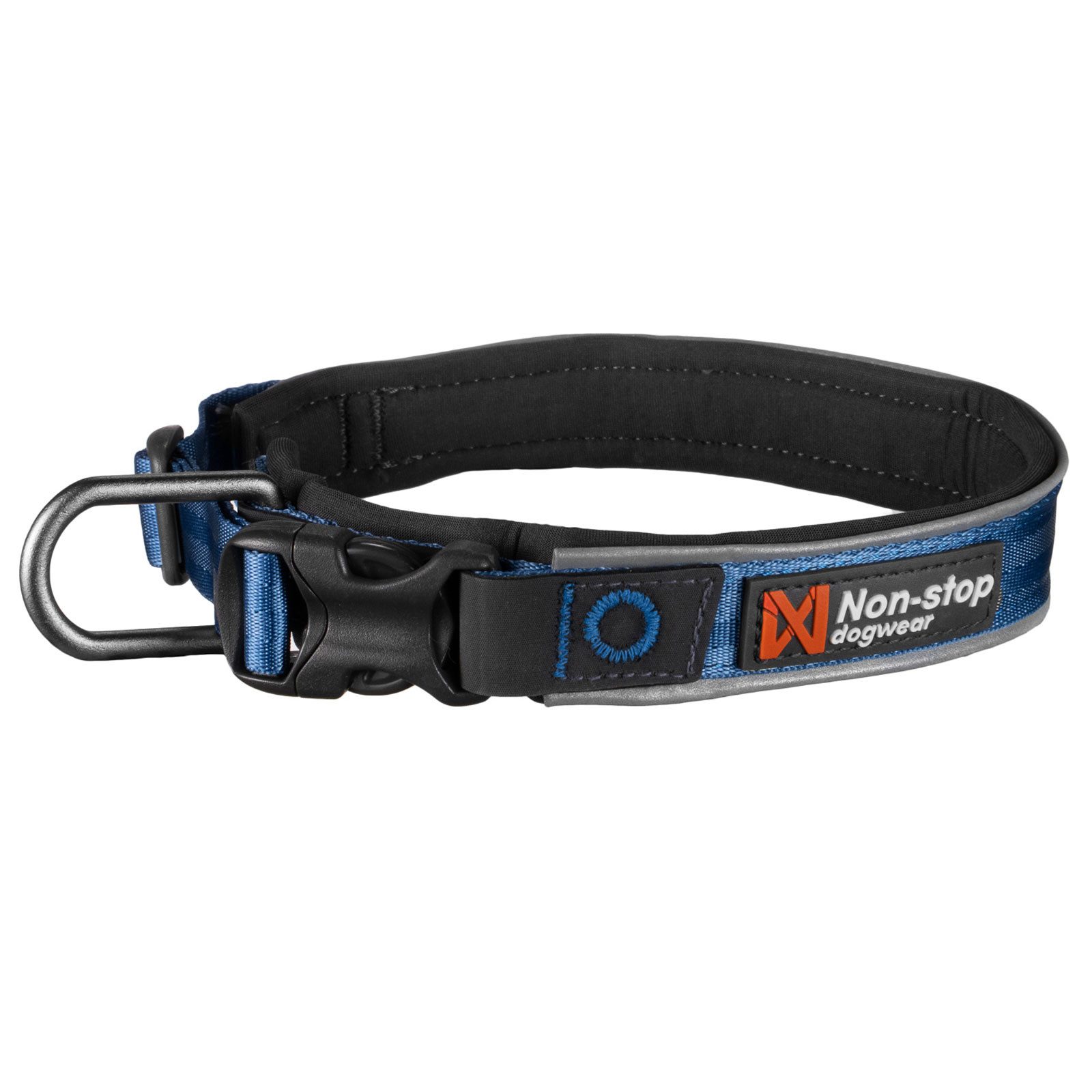 Non-stop dogwear Hunde-Halsband ROAM Collar blue, Neopren-Polsterung; Nylon-Gurtband; Aluminium D-Ring, gepolstertes Halsband für jede Aktivität