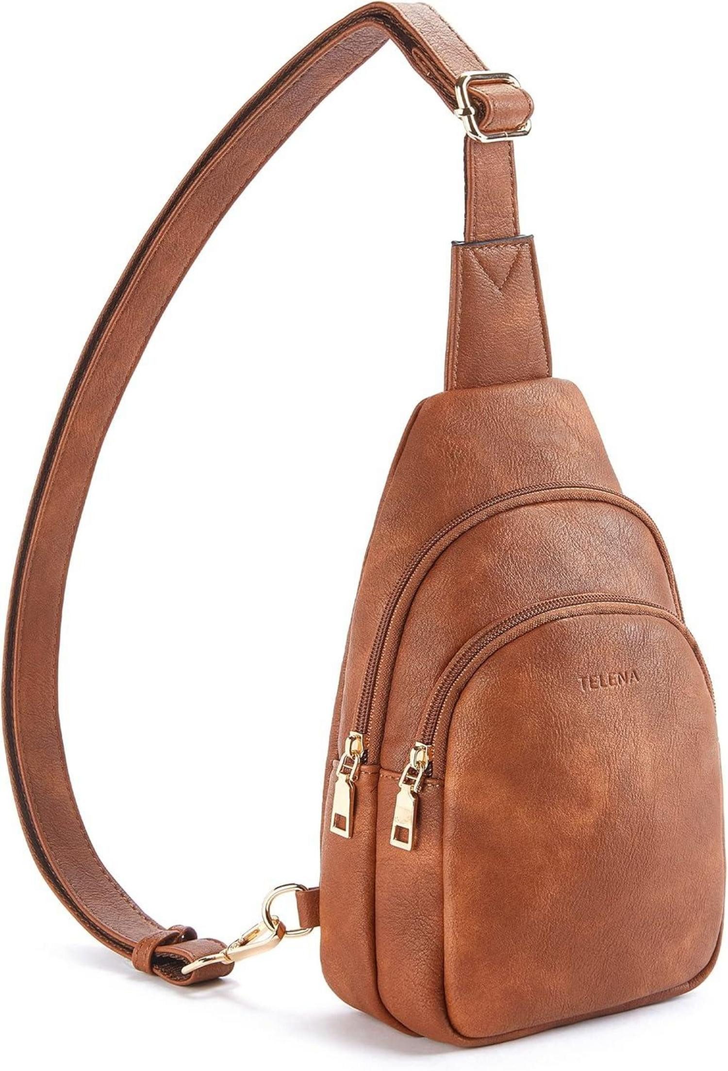 Umhängetasche Telena Sling Bag Damen Crossbody PU Leder Umhängetasche Braun